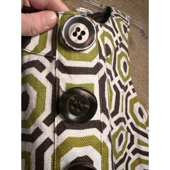 Richard Malcolm Sz 6 100% Linen Green Brown Mod Canvas Sheath Pockets Retro Zip - Picture 9 of 16